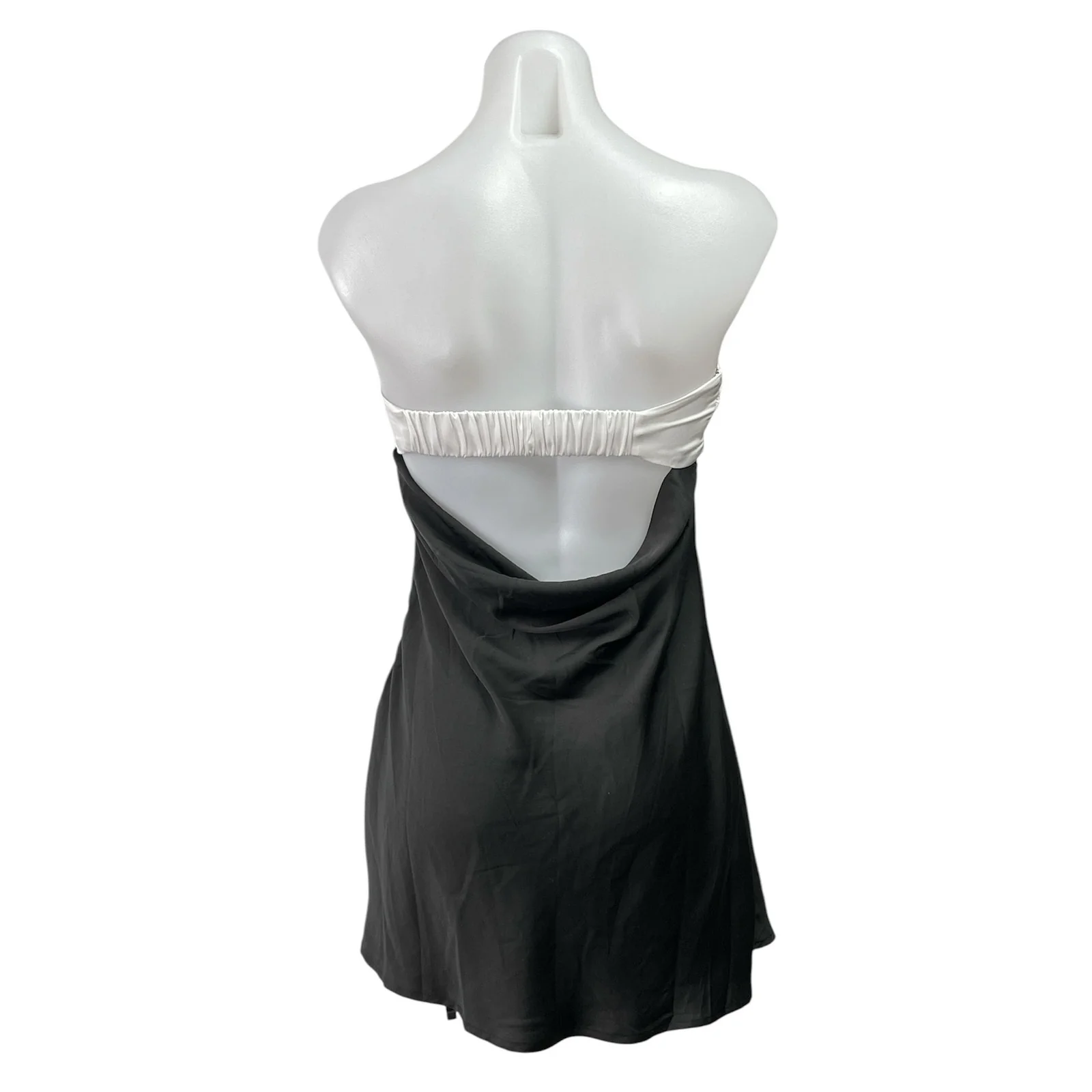 Princess Polly Black Strapless Tube Bandeau Cutout A Line Mini Dress Size 4 - Image 3