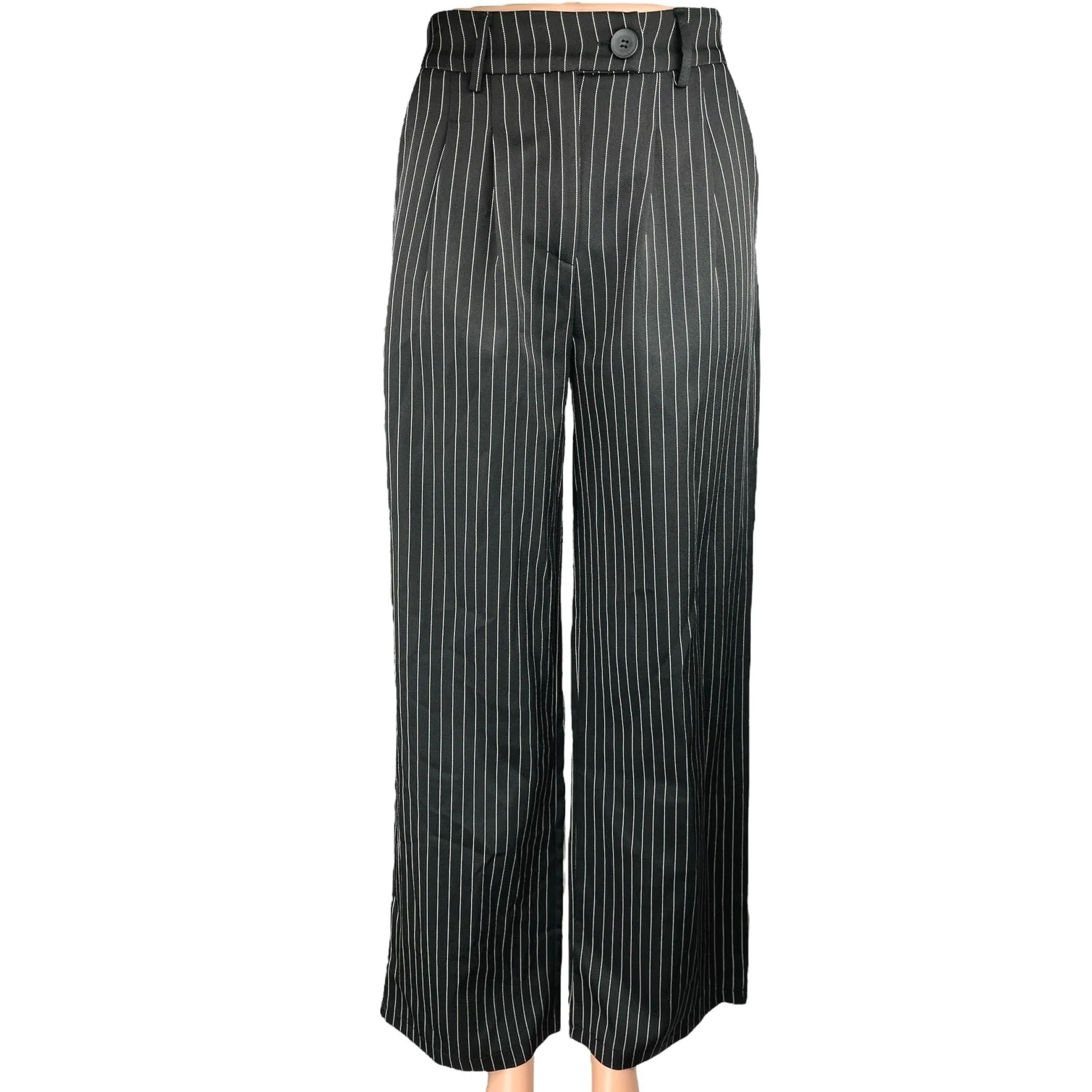 Princess Polly Black Striped Wide Leg High Waist Tailored Trousers Dress Pants 2