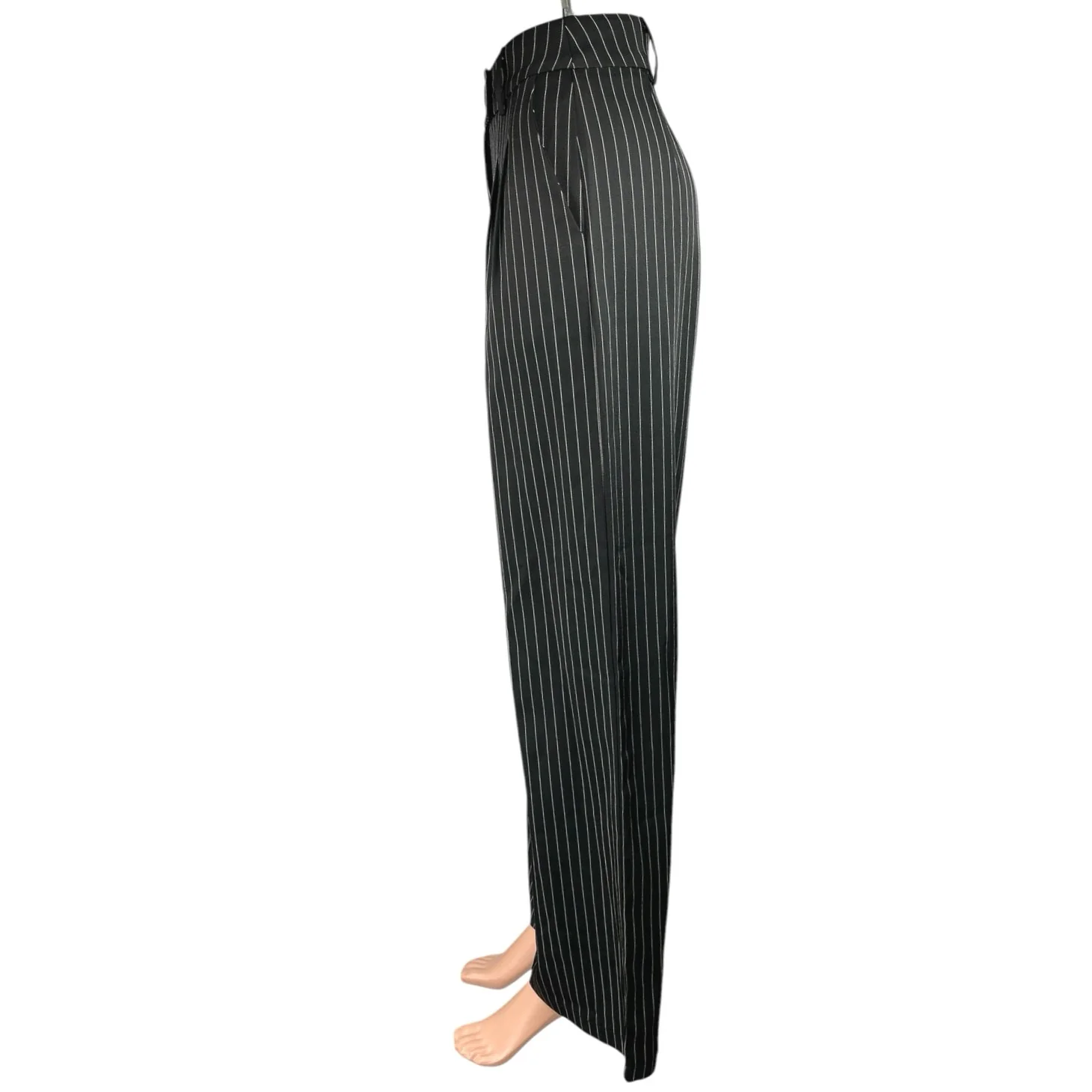 Princess Polly Black Striped Wide Leg High Waist Tailored Trousers Dress Pants 2 - Image 2