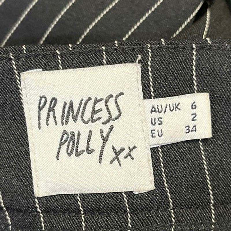 Princess Polly Black Striped Wide Leg High Waist Tailored Trousers Dress Pants 2 - Image 4