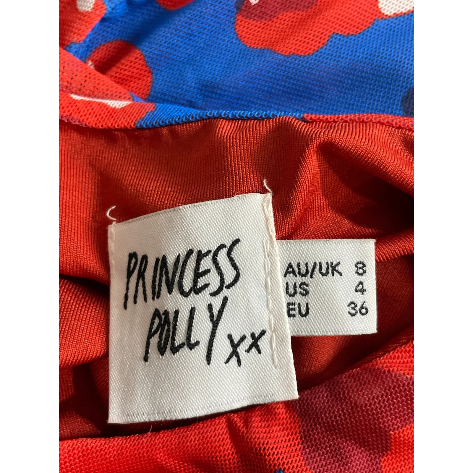Princess Polly Blue Red Floral Short Sleeve Crop Top Slit Mini Skirt 2 Pc Set 4 - Image 7