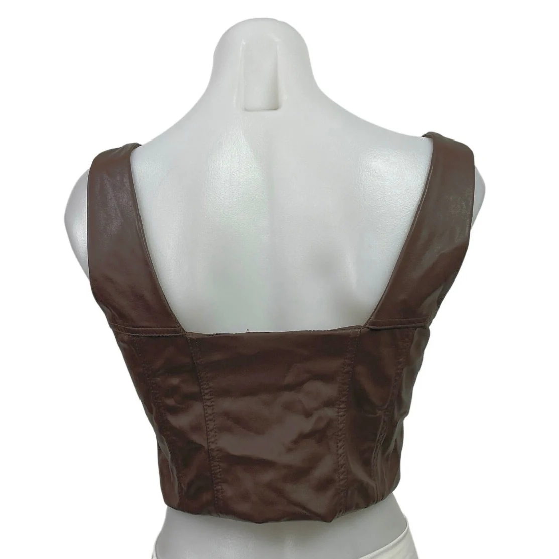 Princess Polly Brown Faux Leather Vegan Sleeveless Bustier Corset Crop Top Sz 8 - Image 3