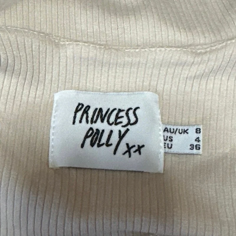 Princess Polly Cream Rib Knit Sleeveless Cami Corset Bodysuit Tank Top Size 4 - Image 3