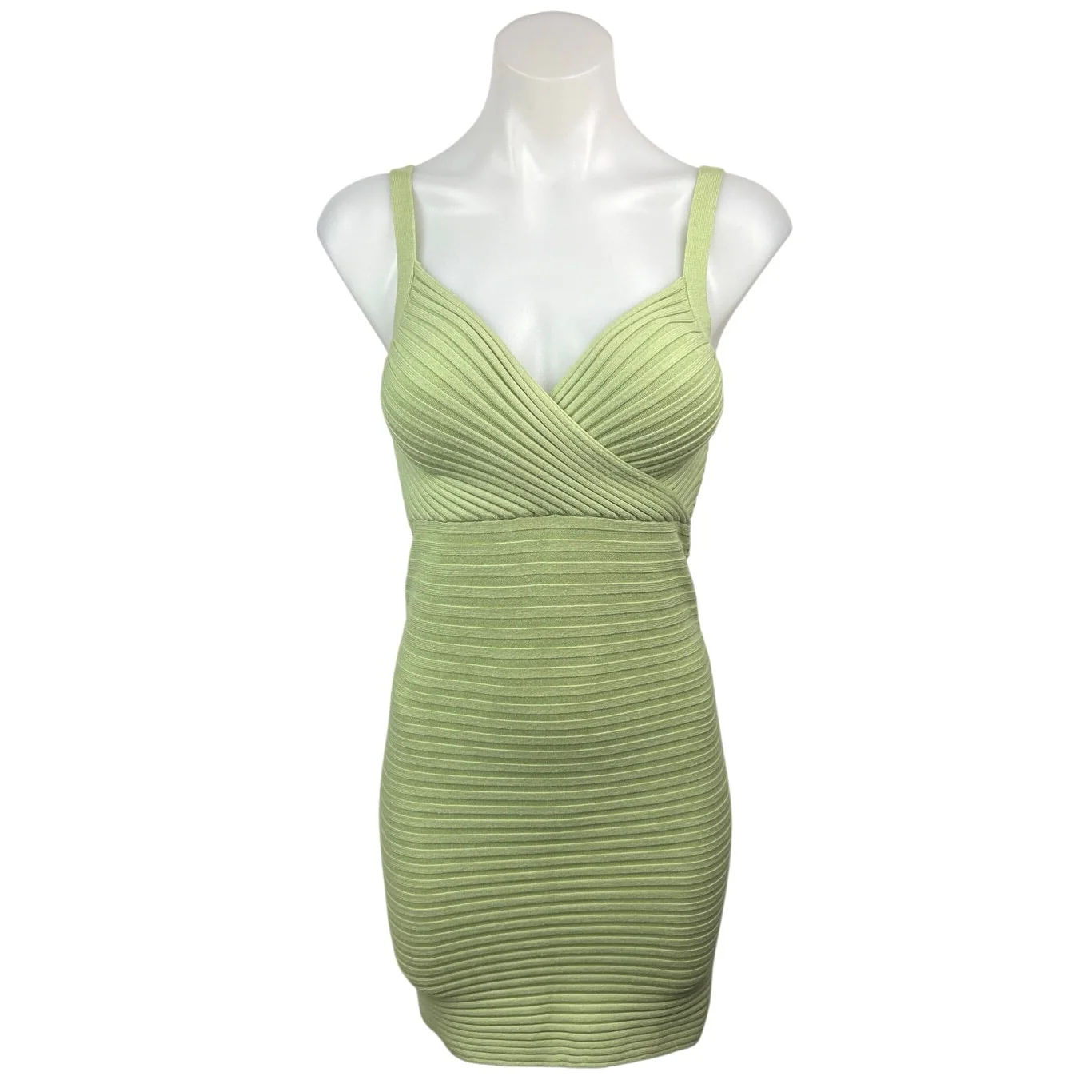 Princess Polly Emelie Green Wrap V-Neck Sleeveless Knit Mini Bodycon Dress XS/S