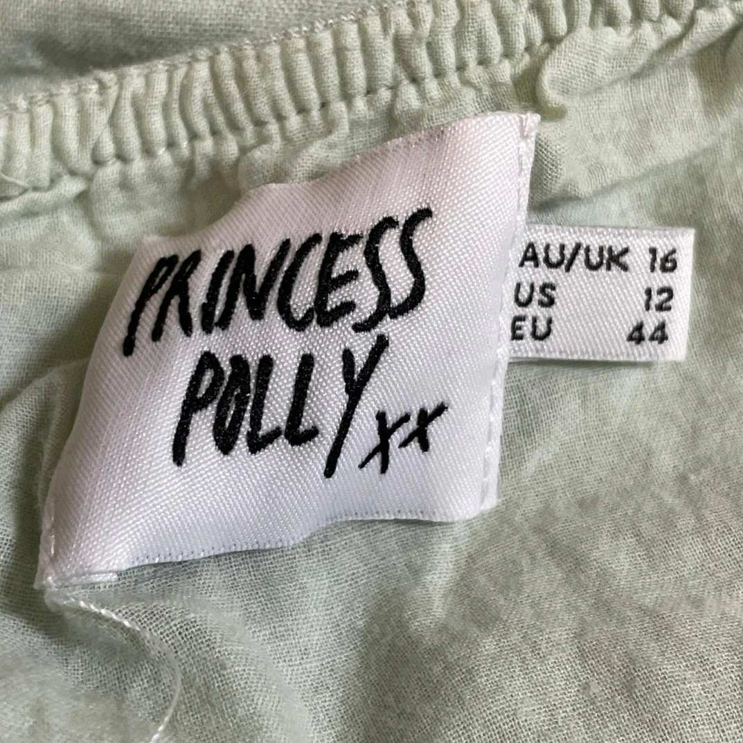 Princess Polly Empress of Love Green Linen Ruffle Mini Cami Tank A-Line Dress 12 - Image 5