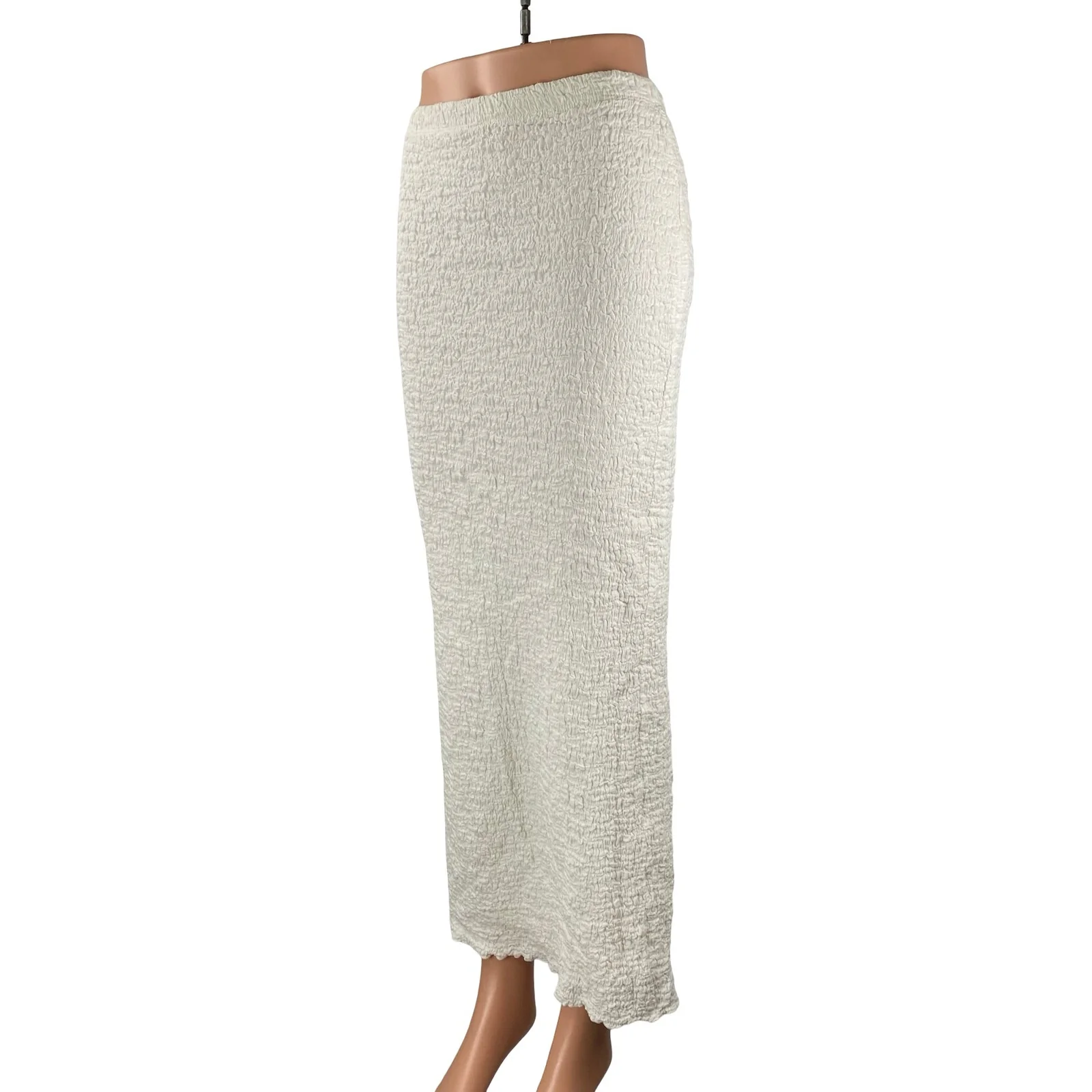 Princess Polly Gazet Womens Cream Textured High Rise Maxi Pencil Bodycon Skirt 2 - Image 2