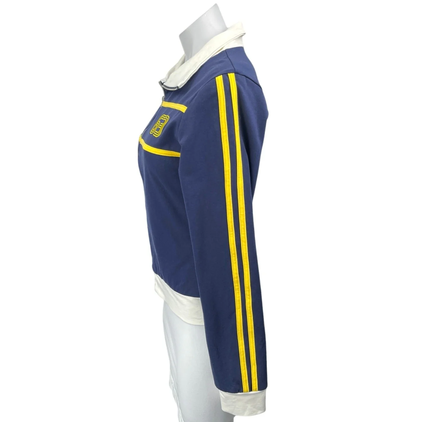 Princess Polly Get Busy Women's Navy Blue Zip Up Collar Cropped Jacket Size 6 - Image 2