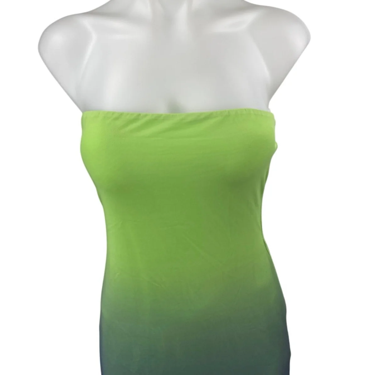 Princess Polly Green Blue Ombre Mesh Strapless Maxi Bodycon Tube Gown Dress Sz 6 - Image 3