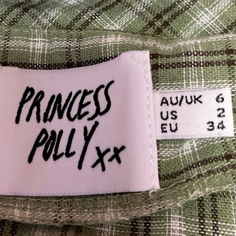 Princess Polly Green Plaid Checkered Slit Zipper Mini Straight Pencil Skirt Sz 2 - Image 4