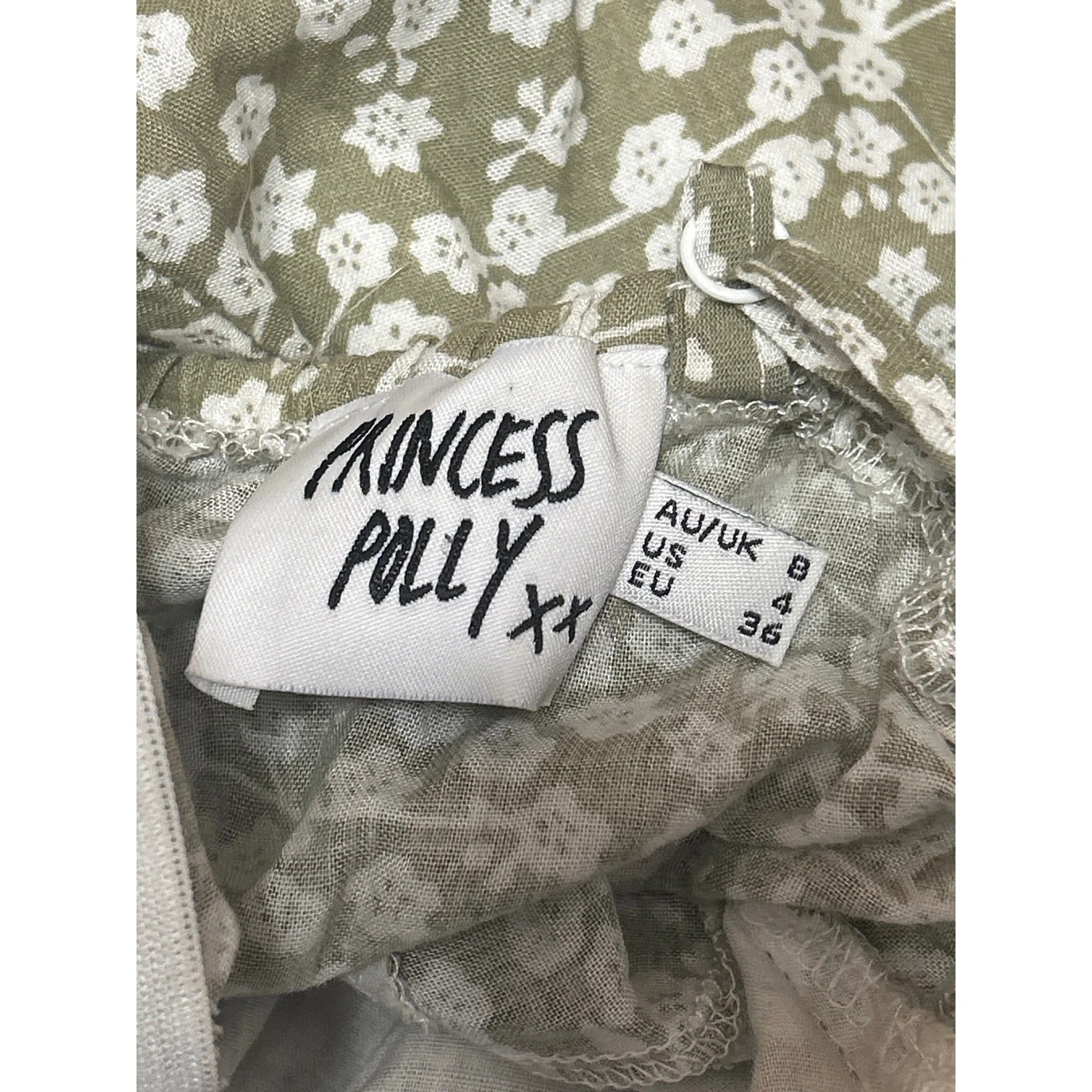 Princess Polly Green White Floral Sleeveless Camisole Tank Wrap Mini Dress 4 - Image 3