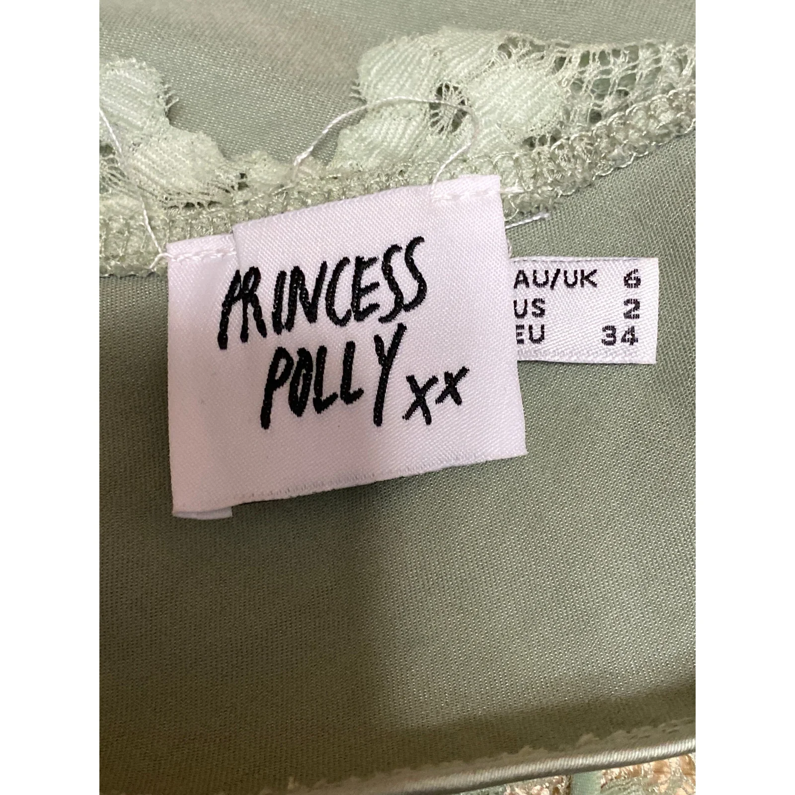 Princess Polly Isolind Women's Green Satin Lace Sheer Sleeveless Cami Tank Top 2 - Image 5