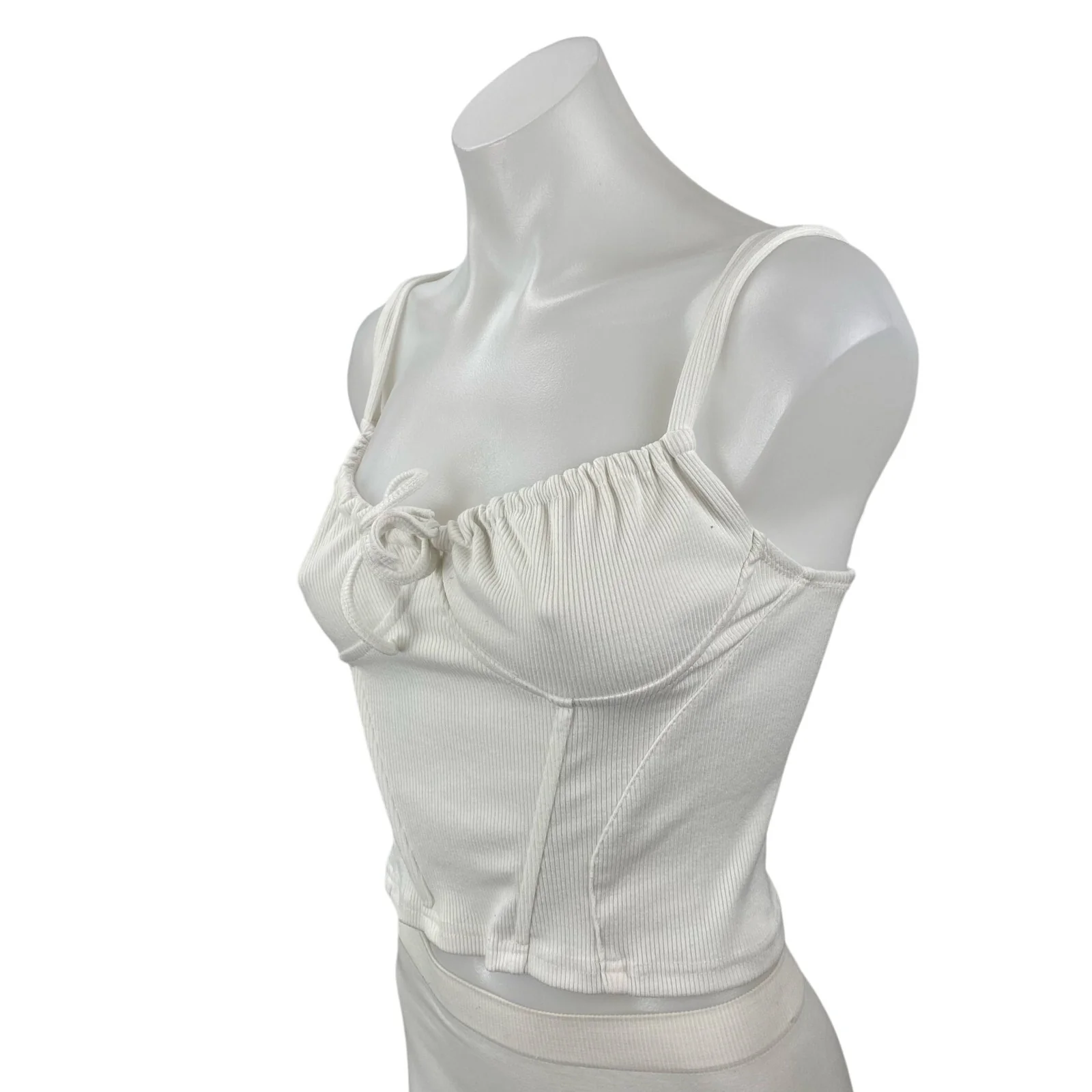 Princess Polly Made With Love Women's White Sleeveless Crop Cami Corset Top Sz 2 - Image 2