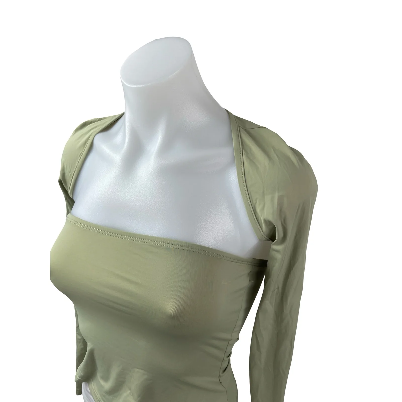 Princess Polly Moran Women's Green Square Neck Crop Bandeau Bolero Shrug Top 2 - Image 3