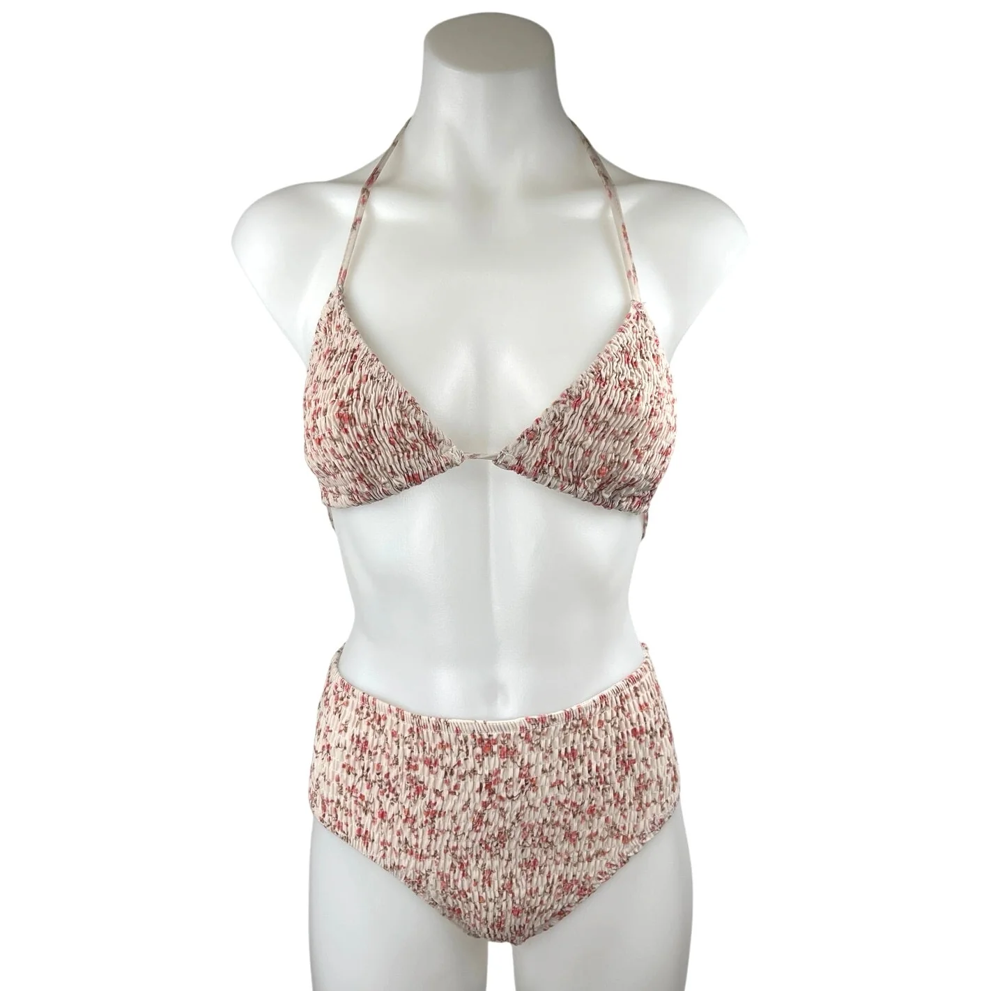Princess Polly Multicolor Floral Smocked Two Piece Bikini Swimsuit Swimwear Sz 0