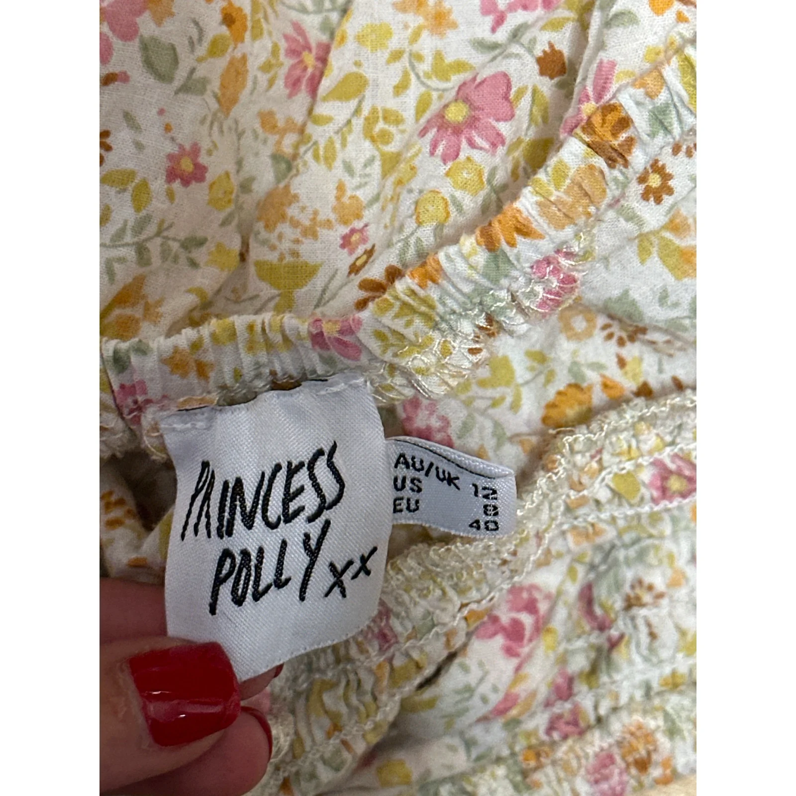 Princess Polly Multicolor Floral Tie Back Puff Sleeve Mini Fit & Flare Dress 8 - Image 3