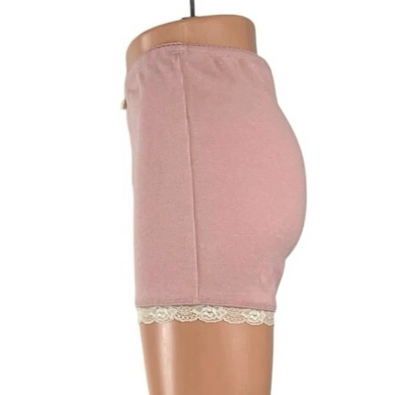 Princess Polly Pink Lace Trim Mid Rise Casual Lounge Skinny Sleepwear Shorts 4 - Image 3