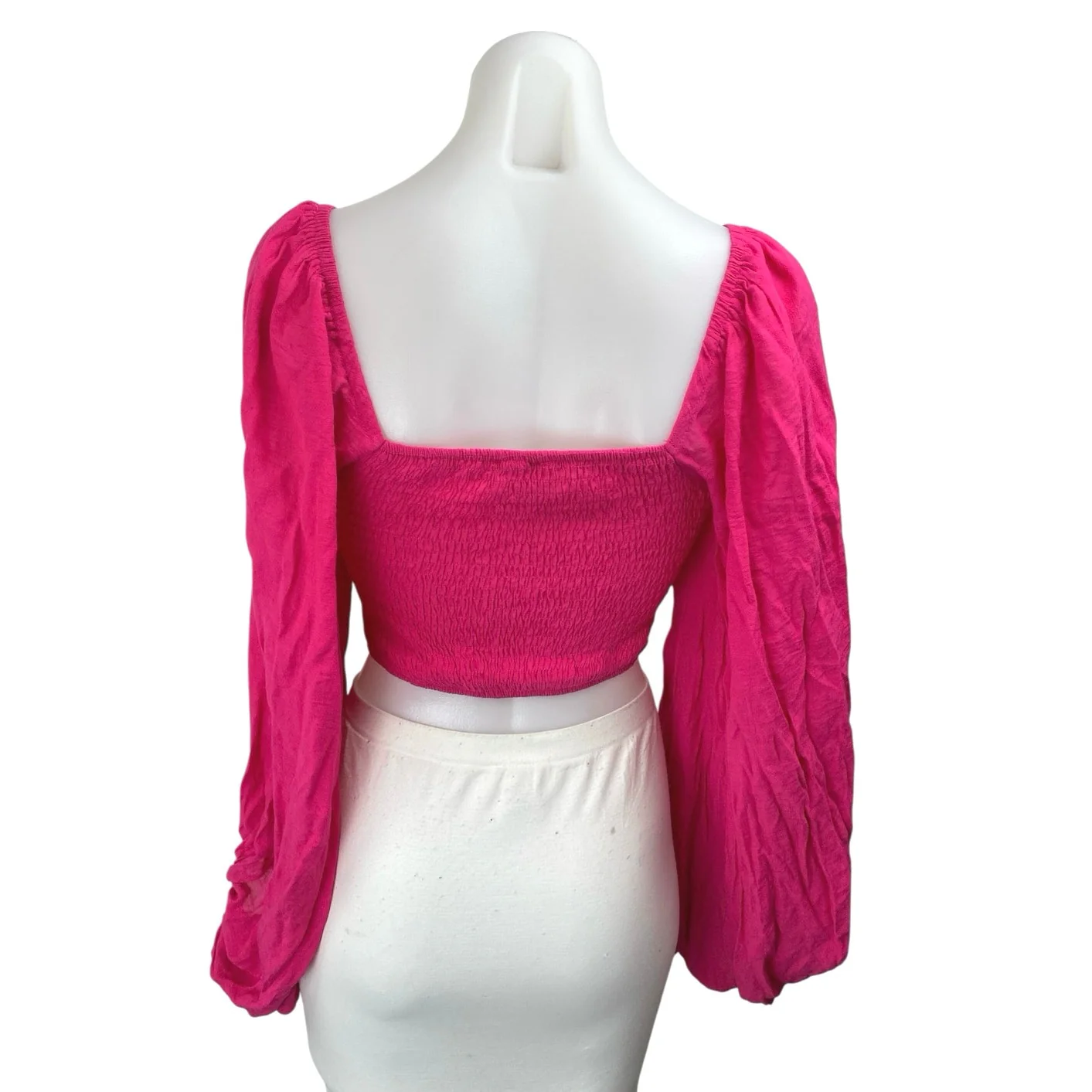 Princess Polly Pink Long Balloon Sleeve Cutout Twist Front Crop Blouse Top 4 - Image 2