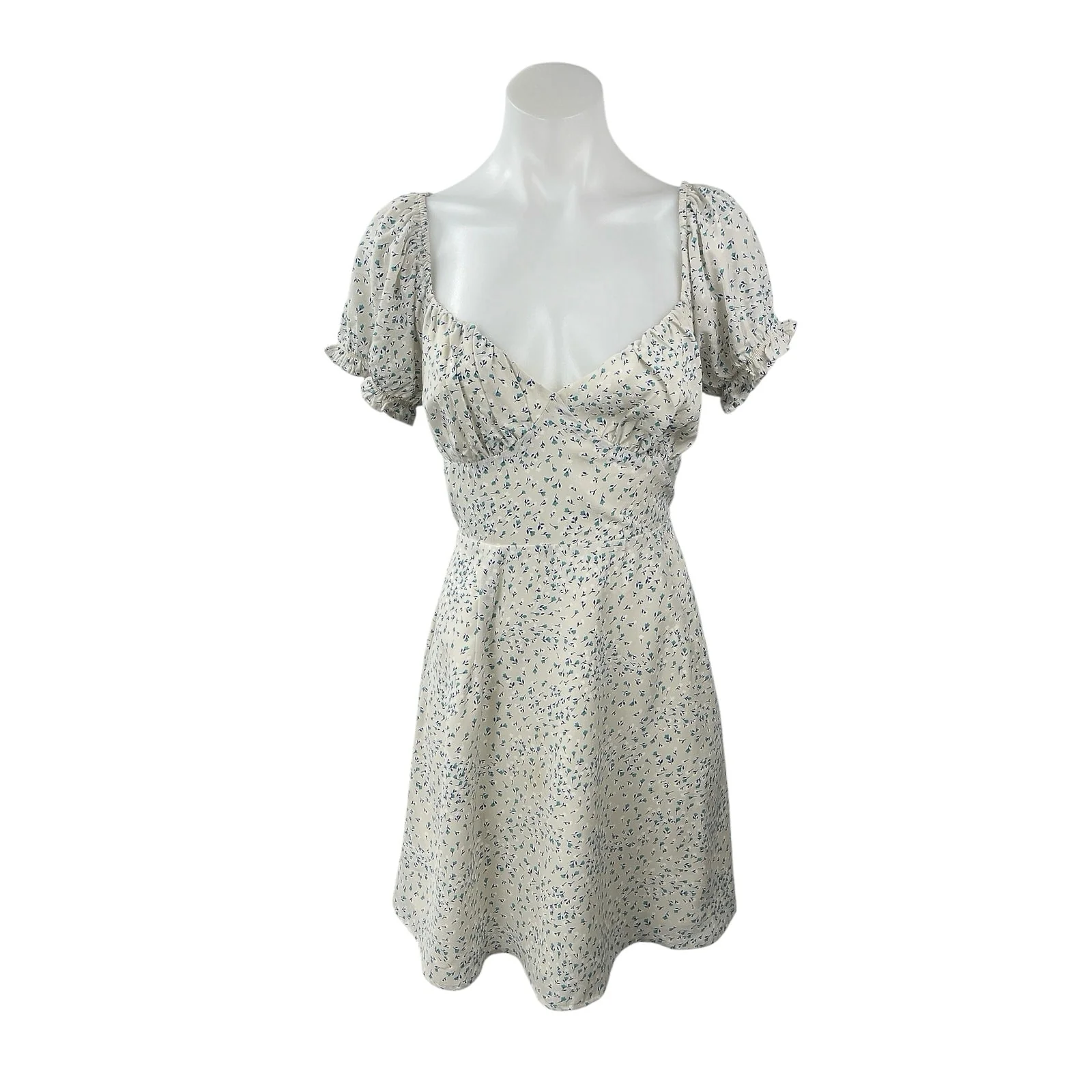Princess Polly Ruth Floral Ruched Sweetheart Short Sleeve Mini A-Line Dress 10