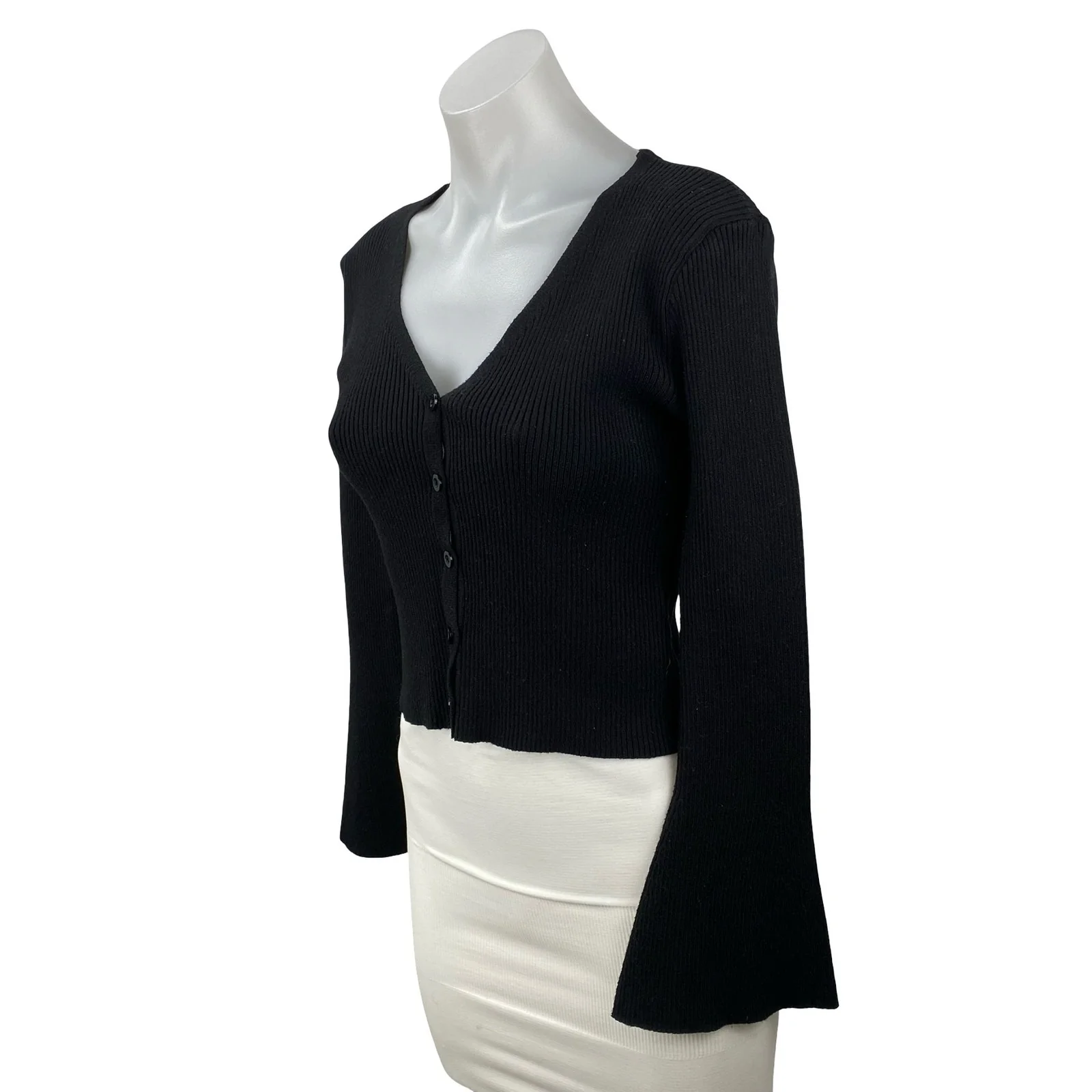 Princess Polly Take My Time Women's Wool Button Up Crop Cardigan Sweater Top S/M - Image 2
