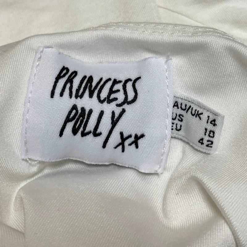 Princess Polly White Long Sleeve One Shoulder Drape Ruched Blouse Top Size 10 - Image 3