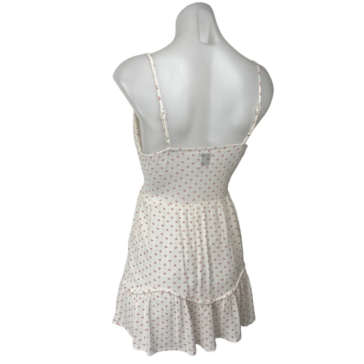 Princess Polly White Red Floral Sleeveless Ruffle Button Mini Slip Dress Size 4 - Image 2