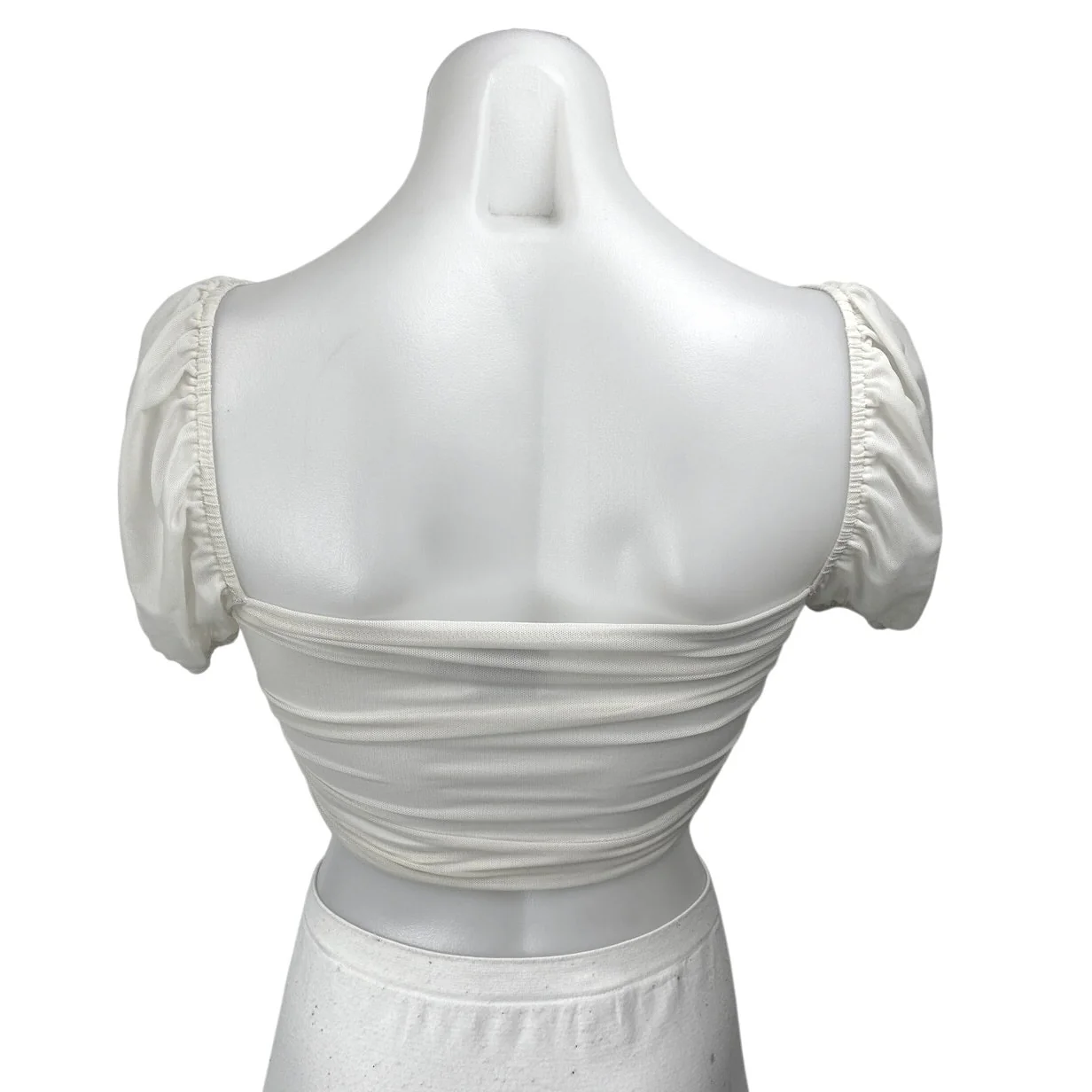 Princess Polly White Short Puff Sleeve Square Neck Ruffle Blouse Crop Top Size 4 - Image 2