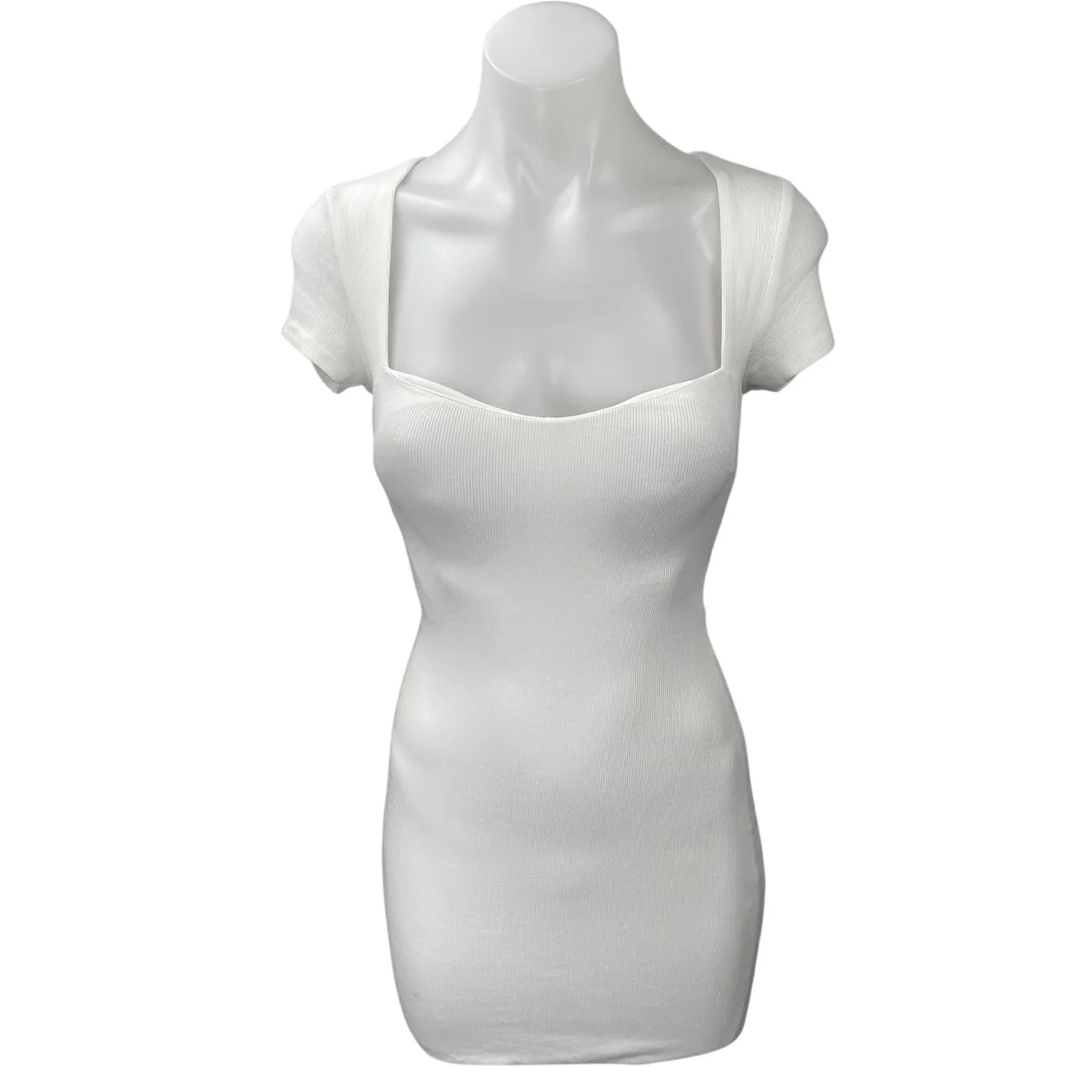 Princess Polly White Short Sleeve Knit Tie Back Cutout Mini Bodycon Dress Size 0