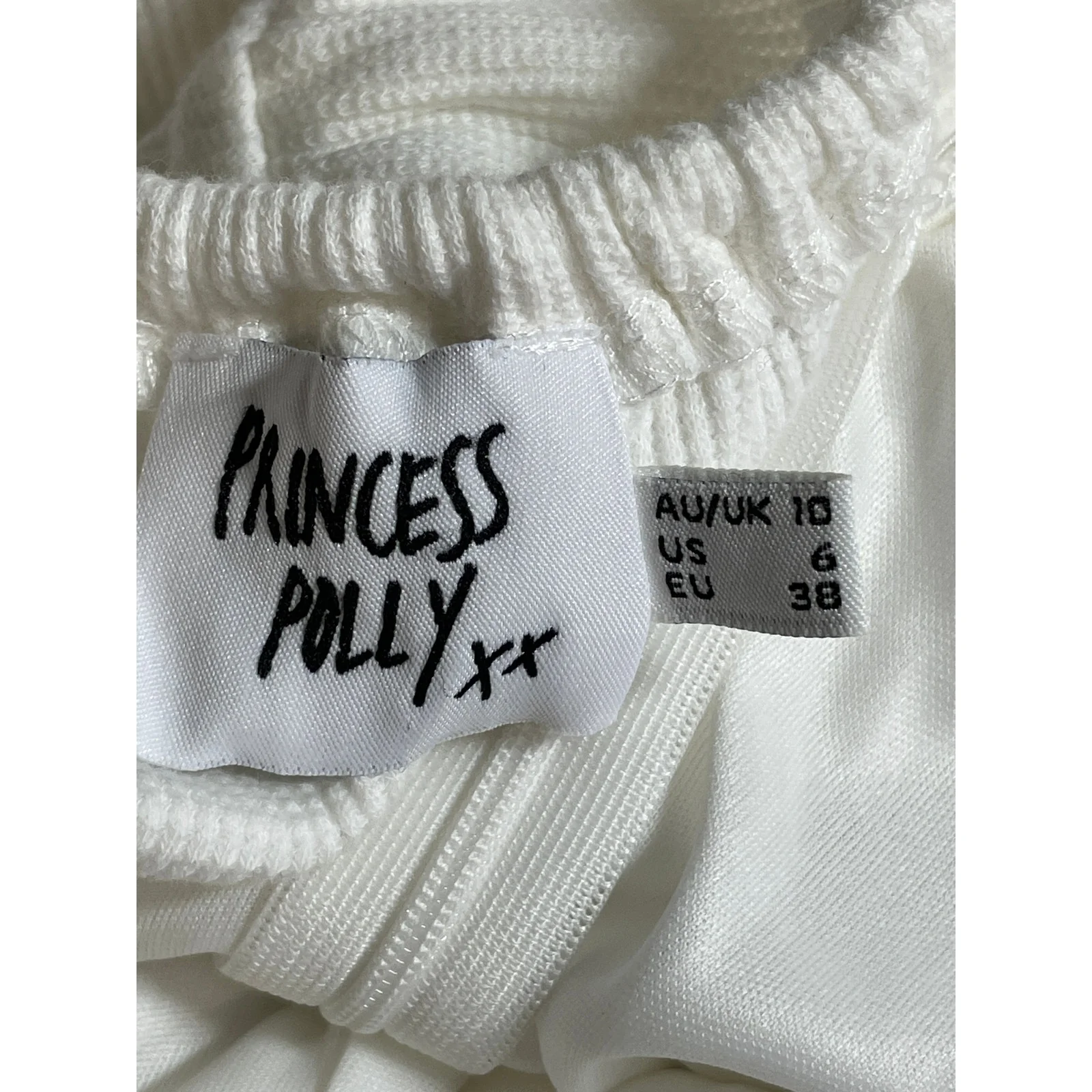 Princess Polly White Sleeveless Bustier Cami Lettuce Mini Bodycon Dress Size 6 - Image 5
