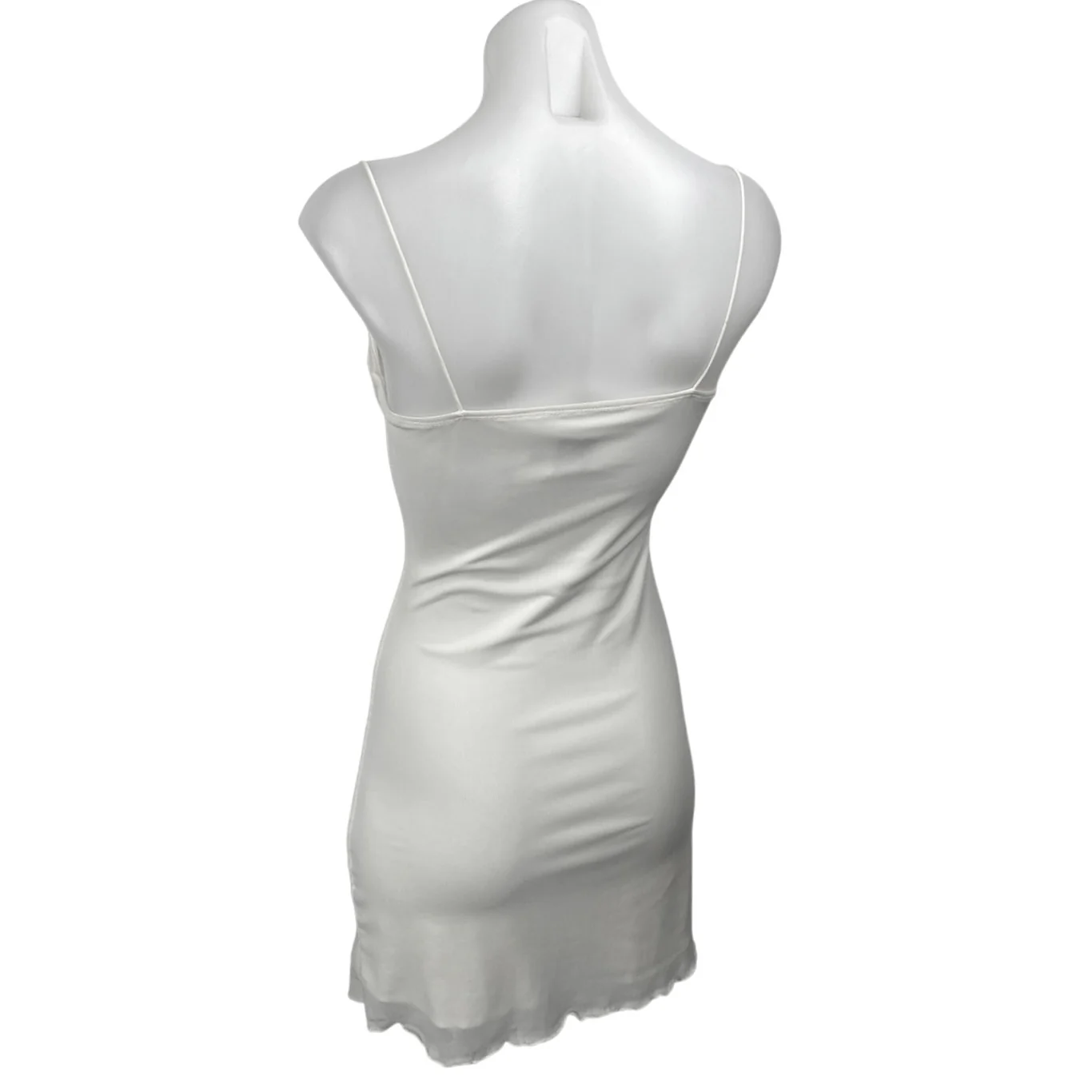 Princess Polly White Sleeveless Cowl Neck Lettuce Edge Cami Mini Slip Dress 2 - Image 2