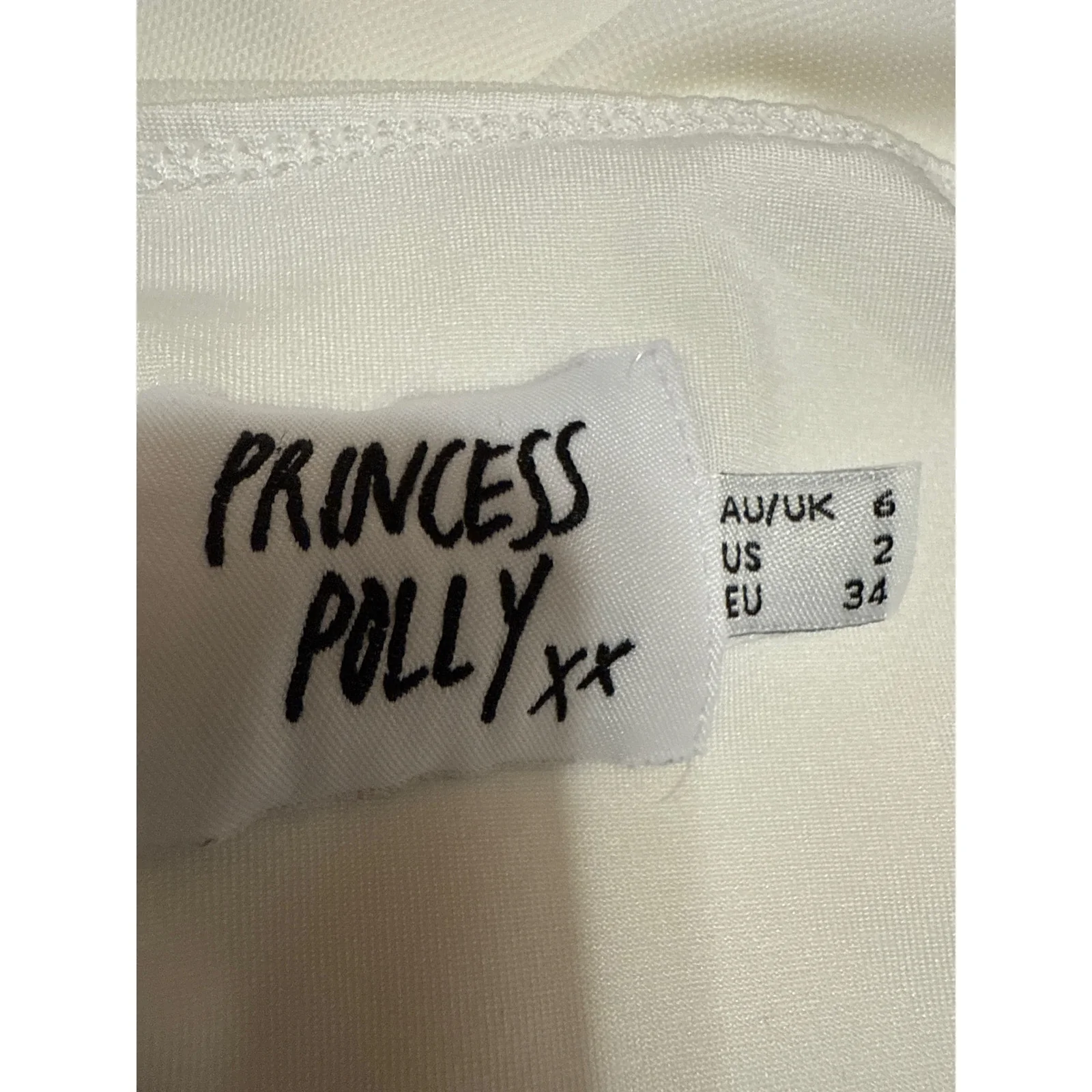 Princess Polly White Sleeveless Cowl Neck Lettuce Edge Cami Mini Slip Dress 2 - Image 3