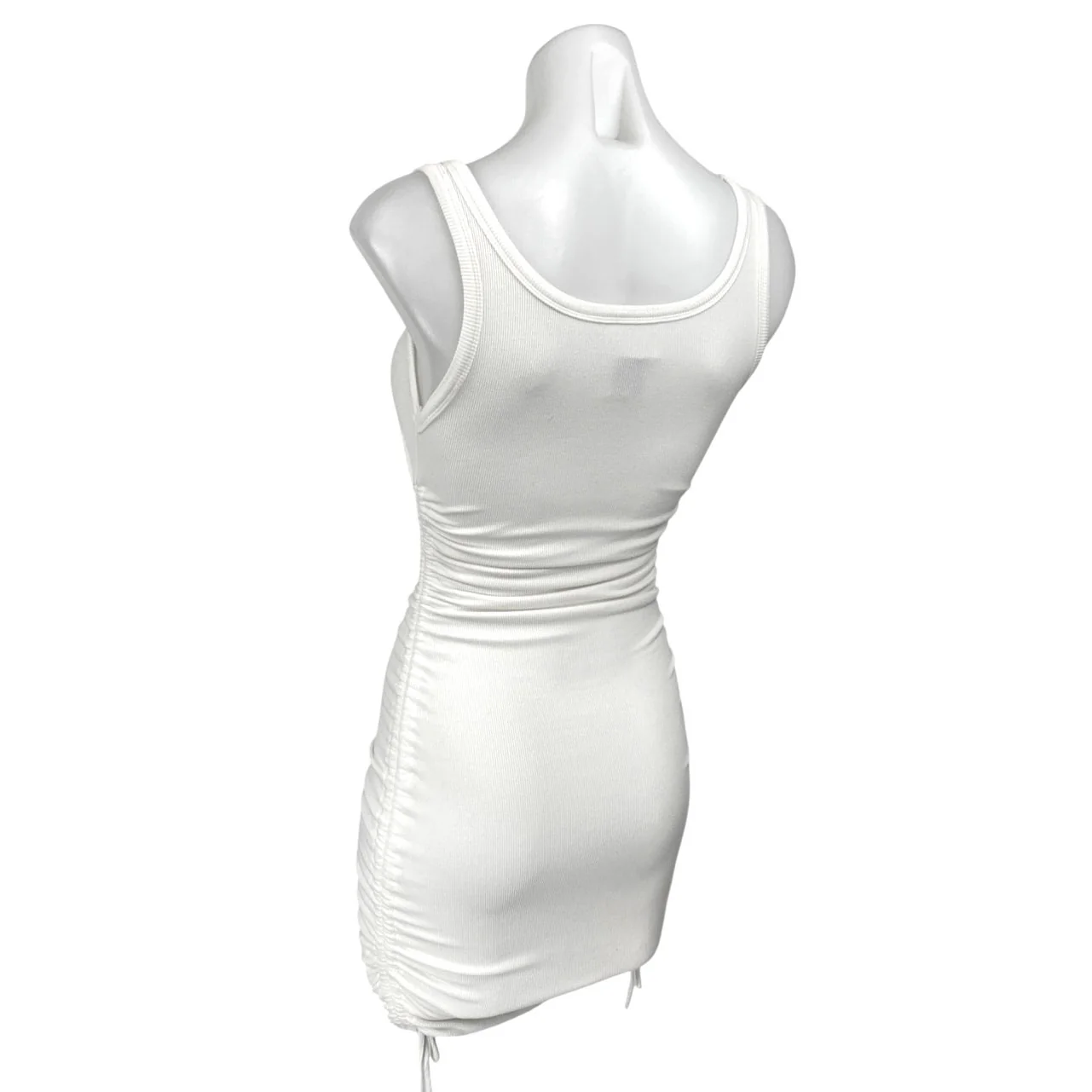 Princess Polly White Sleeveless Scoop Neck Side Ruched Mini Bodycon Dress Size 2 - Image 2