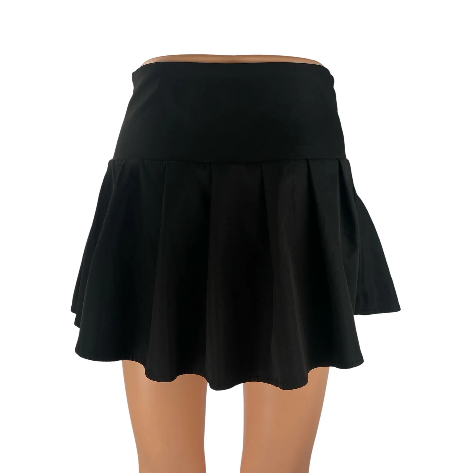 Princess Polly Women's Black Buckle Zip High Waist Pleated A Line Mini Skirt 4 - Image 4