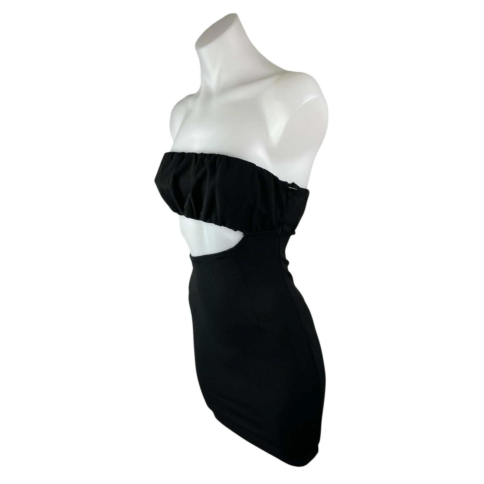Princess Polly Womens Black Cut Out Sleeveless Tube Bandeau Mini Bodycon Dress 2 - Image 2