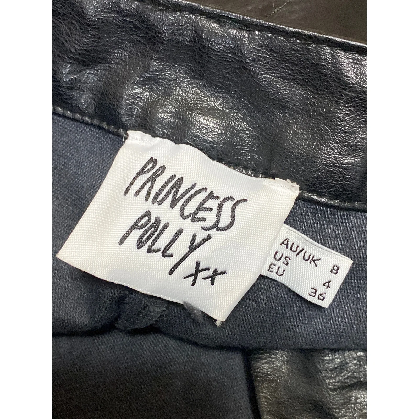 Princess Polly Women's Black Faux Vegan Leather High Waisted Mini Shorts Size 4 - Image 3