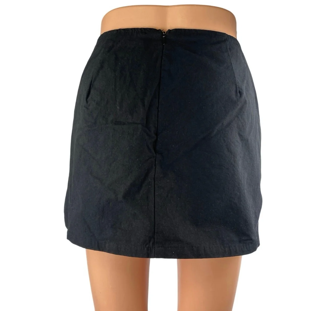 Princess Polly Women's Black High Waisted Back Zip Slit Mini A Line Skirt Size 8 - Image 3