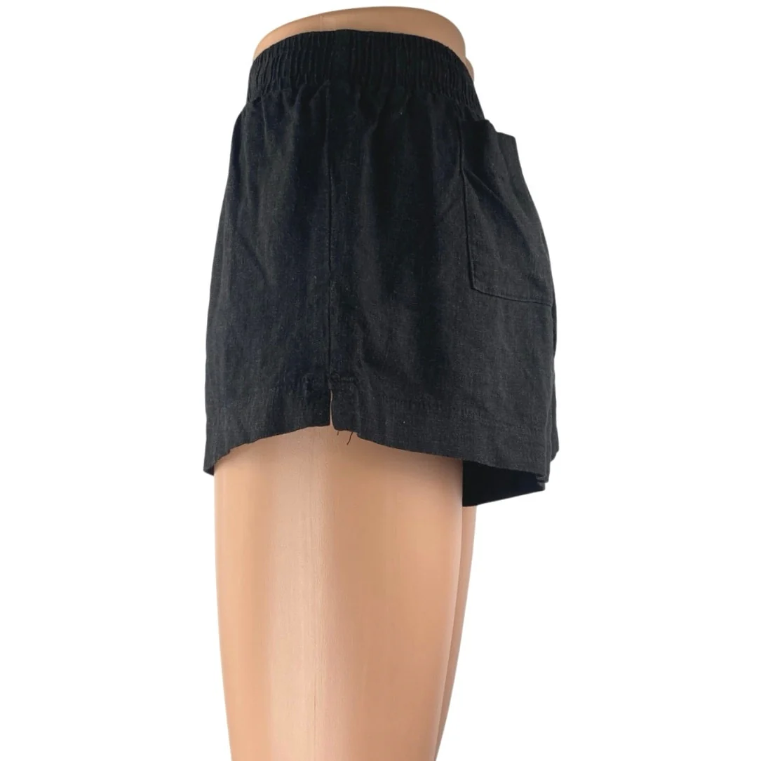 Princess Polly Women's Black Linen Elastic Waist Casual Lounge Shorts Size 4 - Image 2
