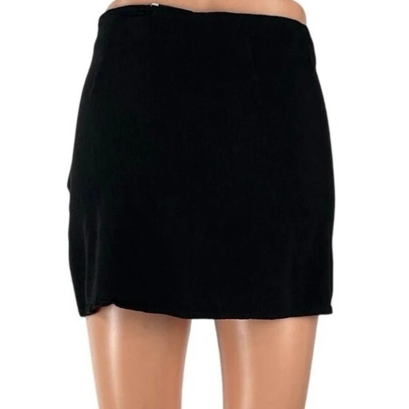 Princess Polly Women's Black Linen High Rise Mini A-Line Straight Pencil Skirt 4 - Image 4
