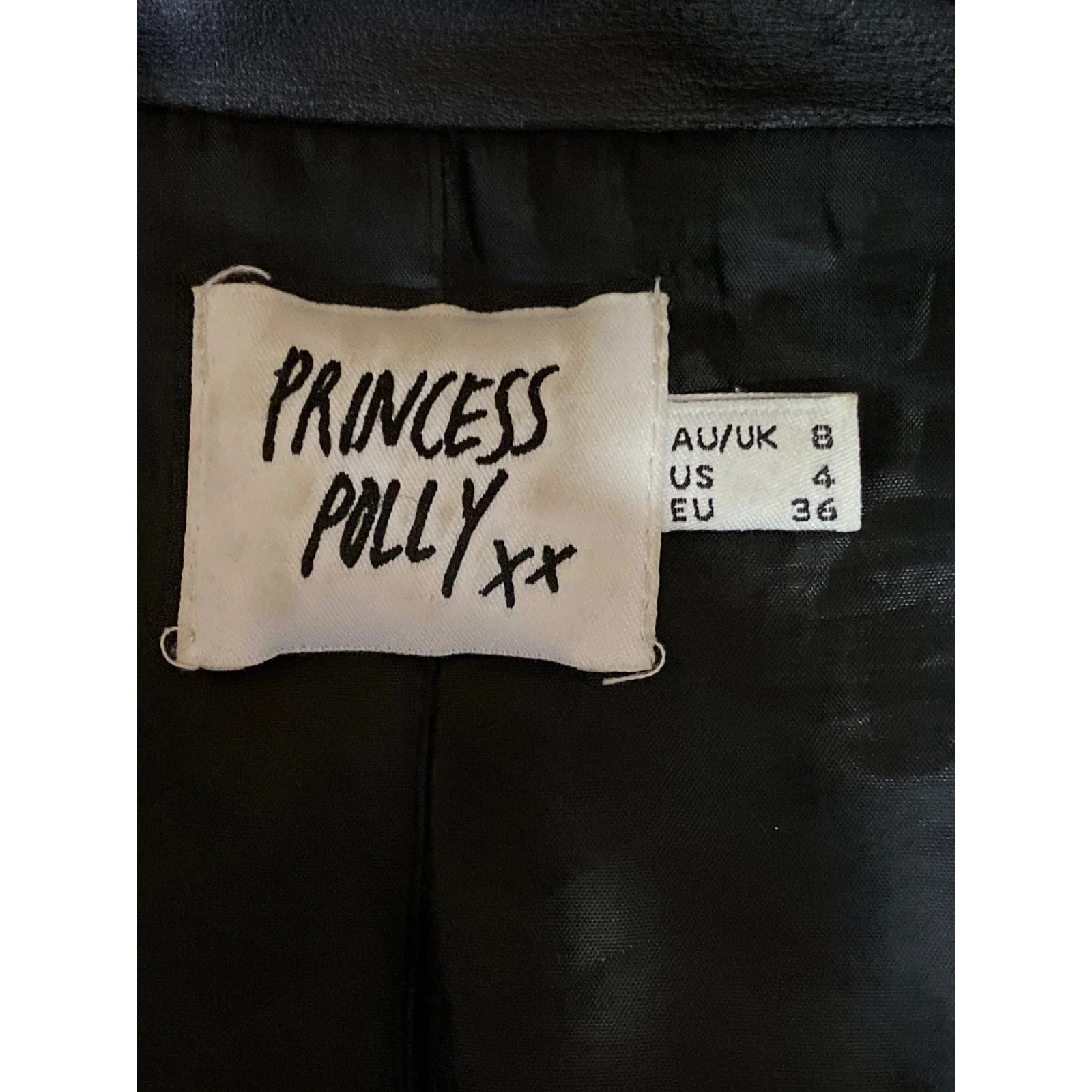 Princess Polly Women's Black Long Sleeve Faux Leather Vegan Shirt Jacket Size 4 - Image 4