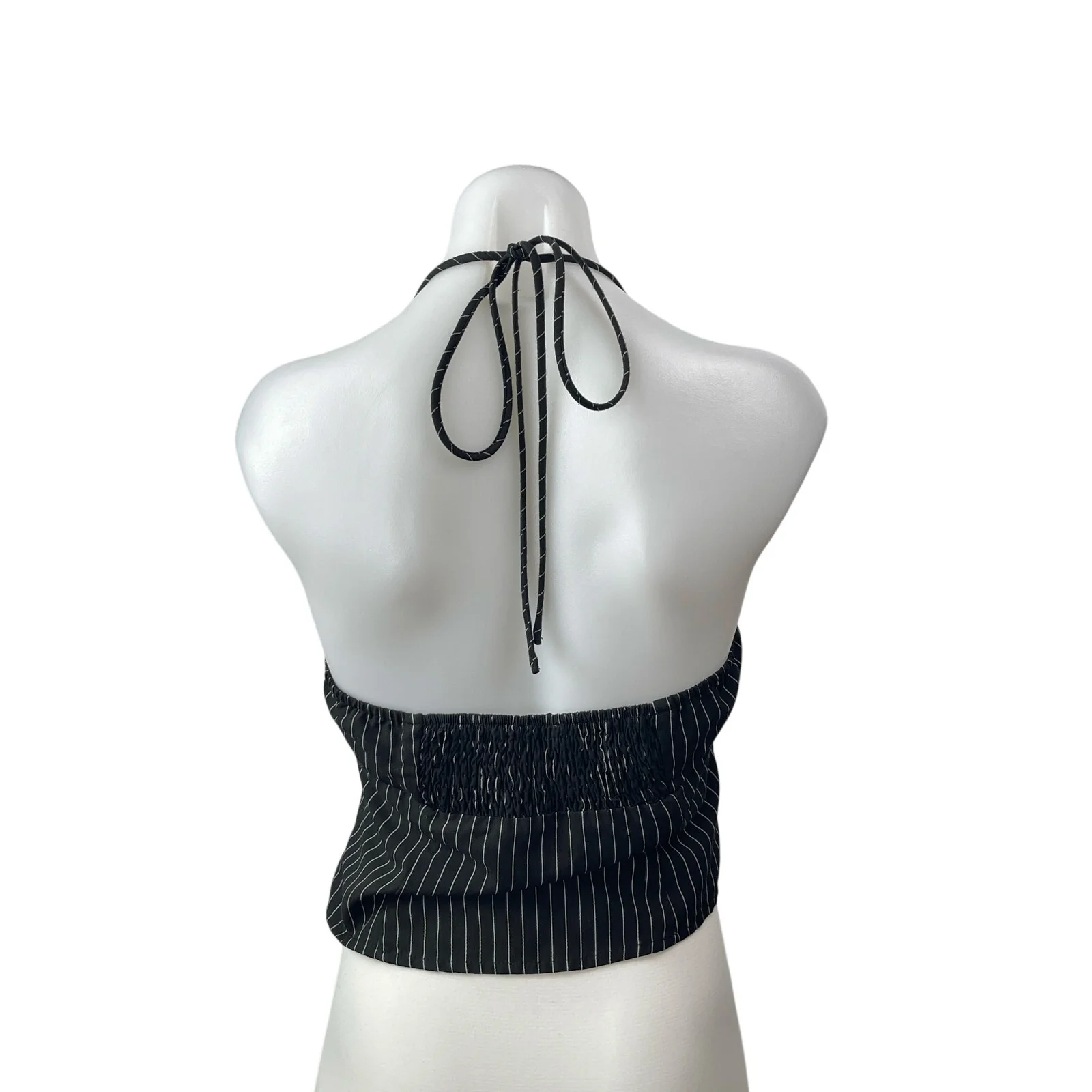 Princess Polly Women's Black Striped Halter Split Sweetheart Blouse Crop Top 10 - Image 4