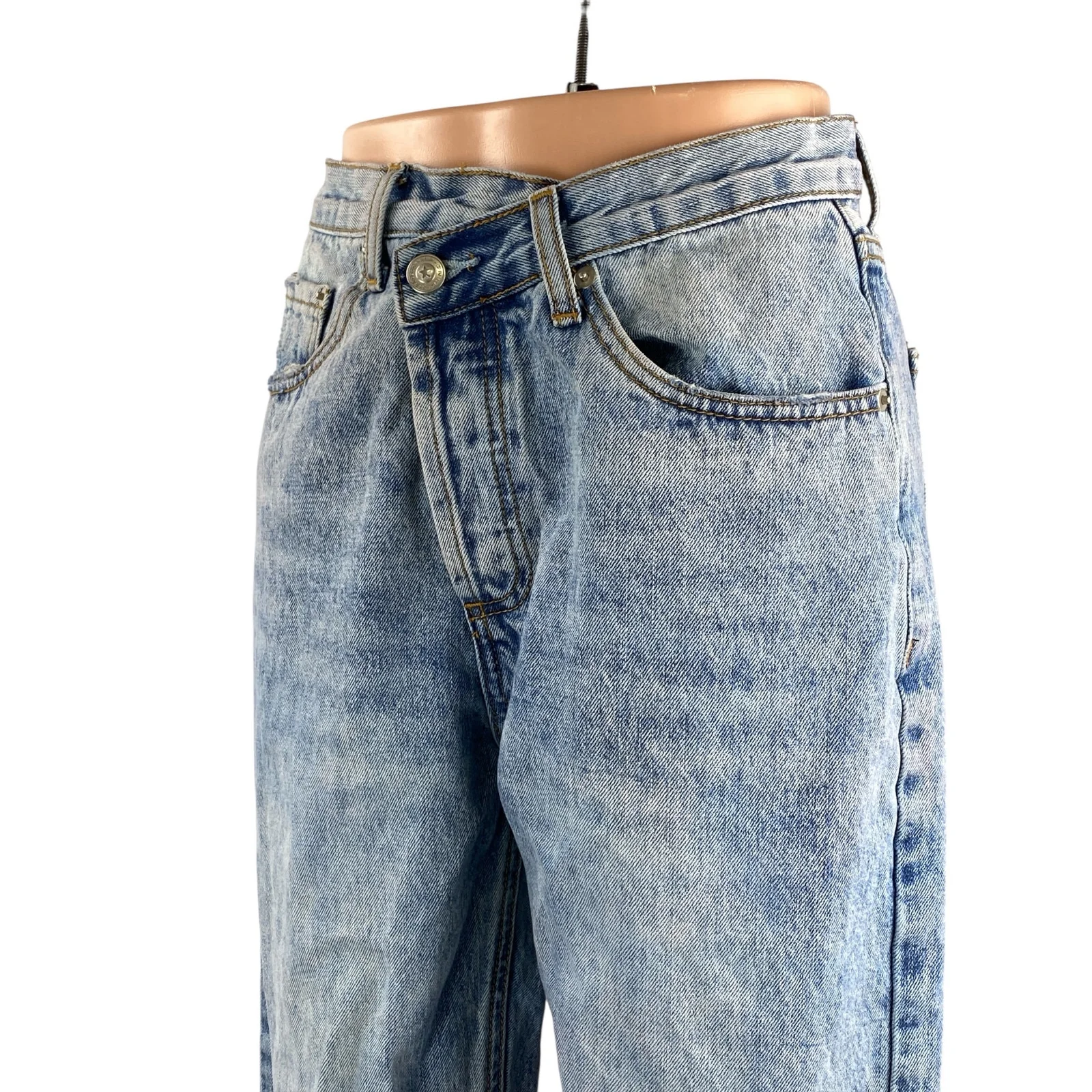 Princess Polly Women's Blue High Waisted Straight Leg Baggy Denim Jeans Size 2 - Image 2