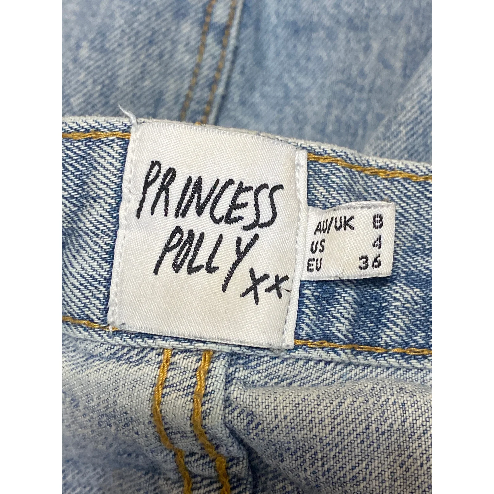 Princess Polly Women's Blue Light Wash Baggy Straight High Rise Denim Jeans sz 4 - Image 5