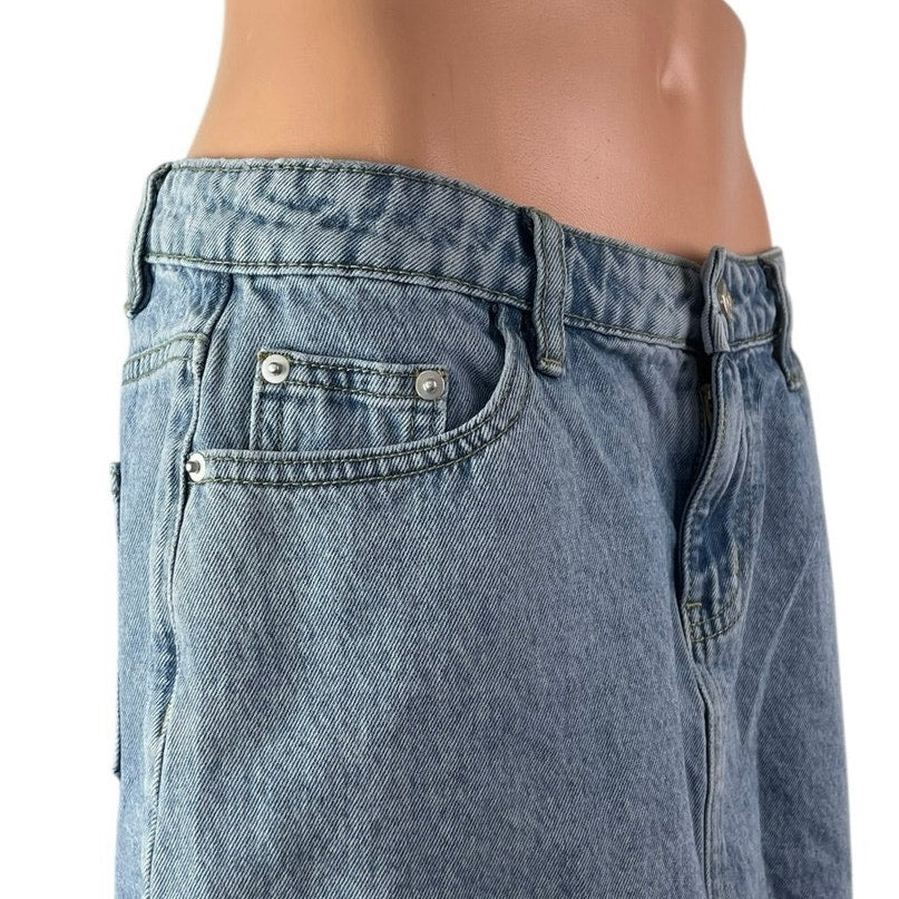 Princess Polly Women's Blue Mid Rise Y2K A Line Mini Denim Jean Skirt Size 8 - Image 3