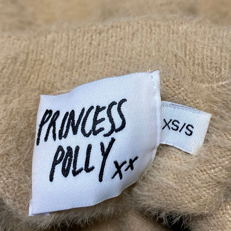 Princess Polly Womens Brown Fuzzy Faux Fur Mock Neck Long Sleeve Sweater Sz XS/S - Image 3