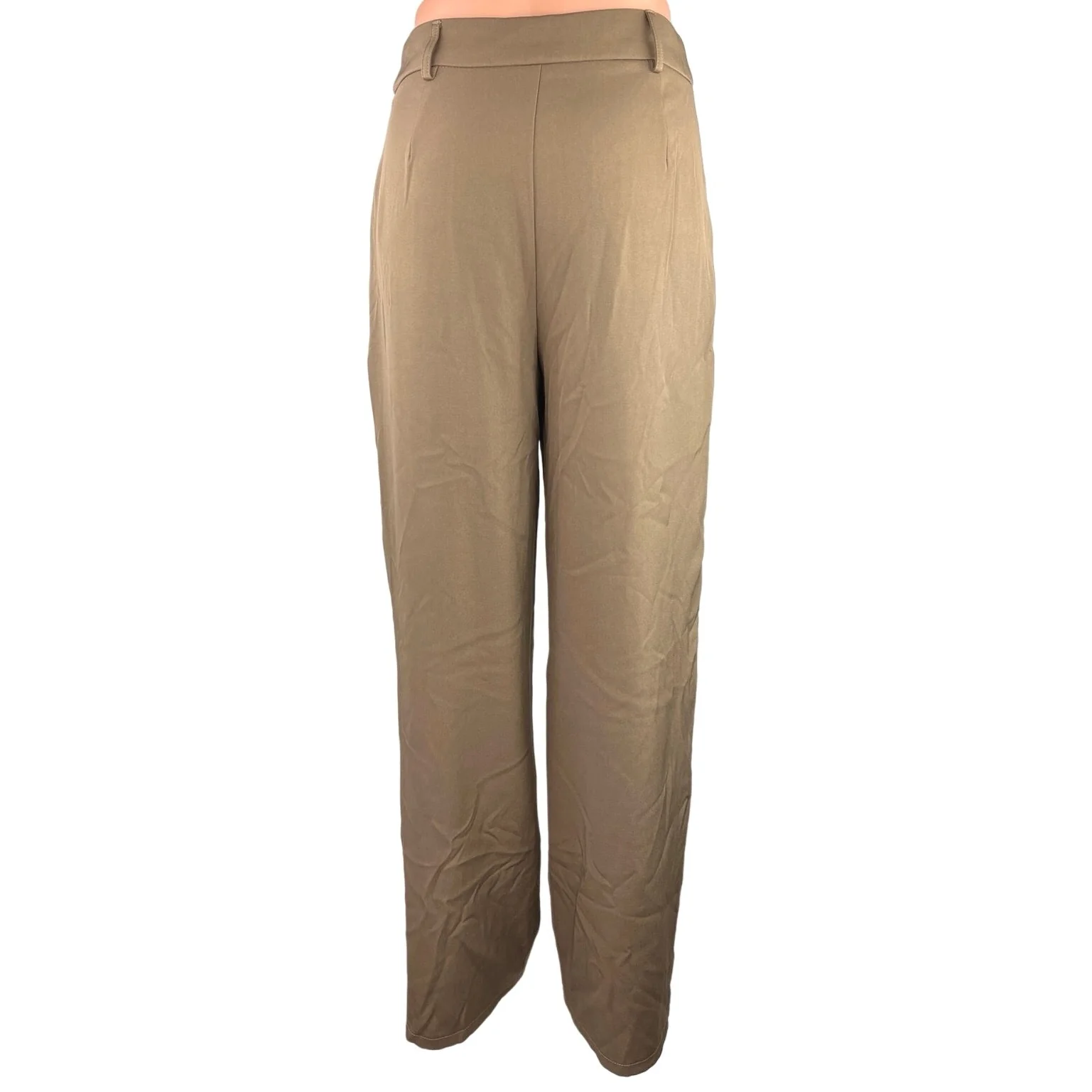 Princess Polly Women's Brown High Rise Front Pleated Wide Leg Dress Pants Size 4 - Image 3