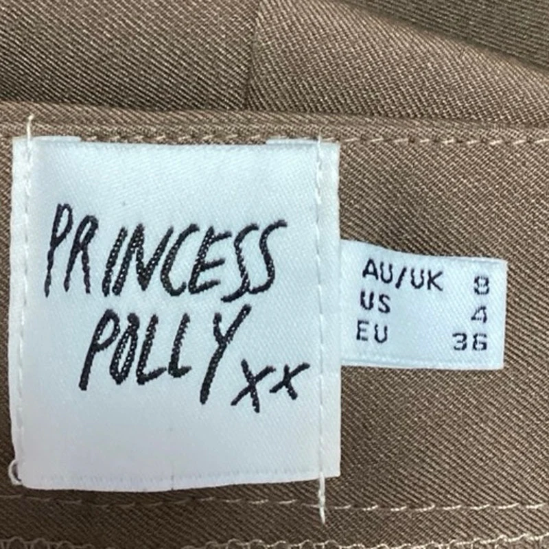 Princess Polly Women's Brown High Rise Front Pleated Wide Leg Dress Pants Size 4 - Image 4