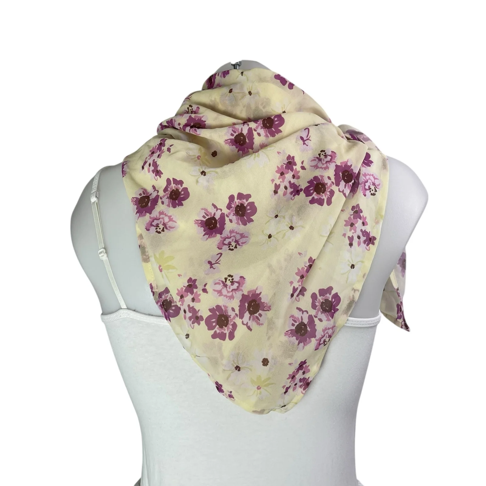 Princess Polly Women's Cream Purple Floral Rectangle Shawl Wrap Scarf One Size - Image 3