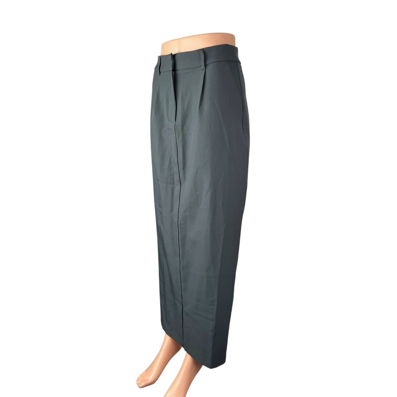 Princess Polly Women's Dark Gray High Waisted Slit Pleated Pencil Midi Skirt 4 - Image 3