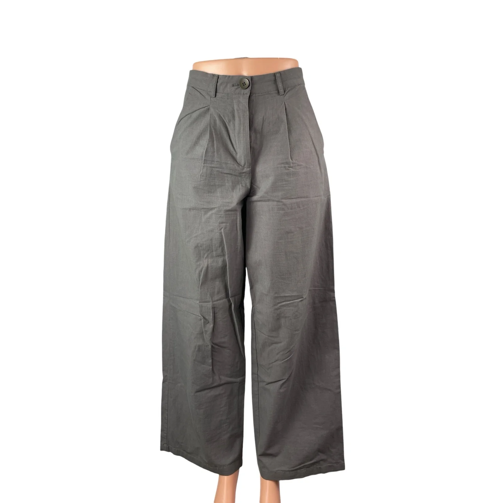 Princess Polly Women's Gray High Rise Wide Leg Baggy Palazzo Trousers Pants Sz 2