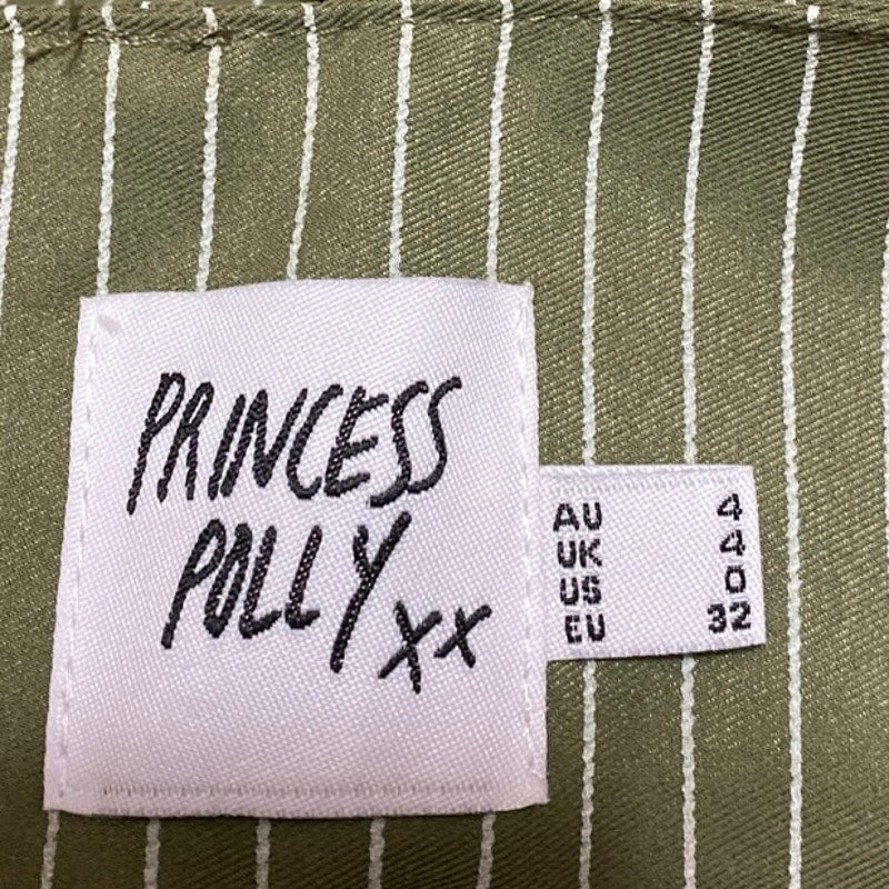 Princess Polly Womens Green Striped Pleated High Rise Mini A-Line Flared Skirt 0 - Image 4