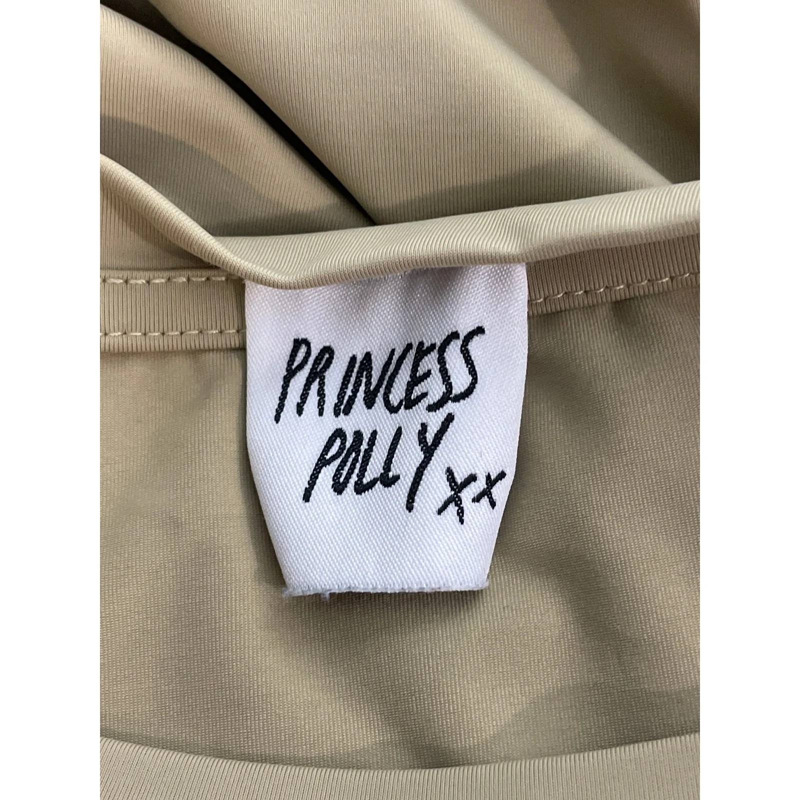 Princess Polly Women's Khaki Crew Neck Long Sleeve Slim Stretchy T-Shirt Top 6 - Image 5